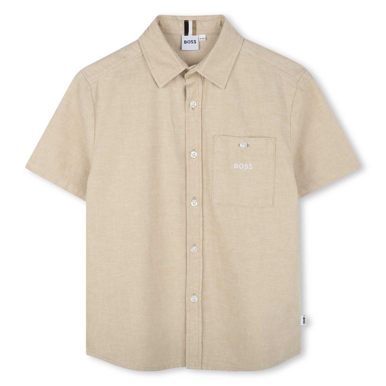 BOSS Short-Sleeved Linen Cotton Shirt 4Y - 10Y